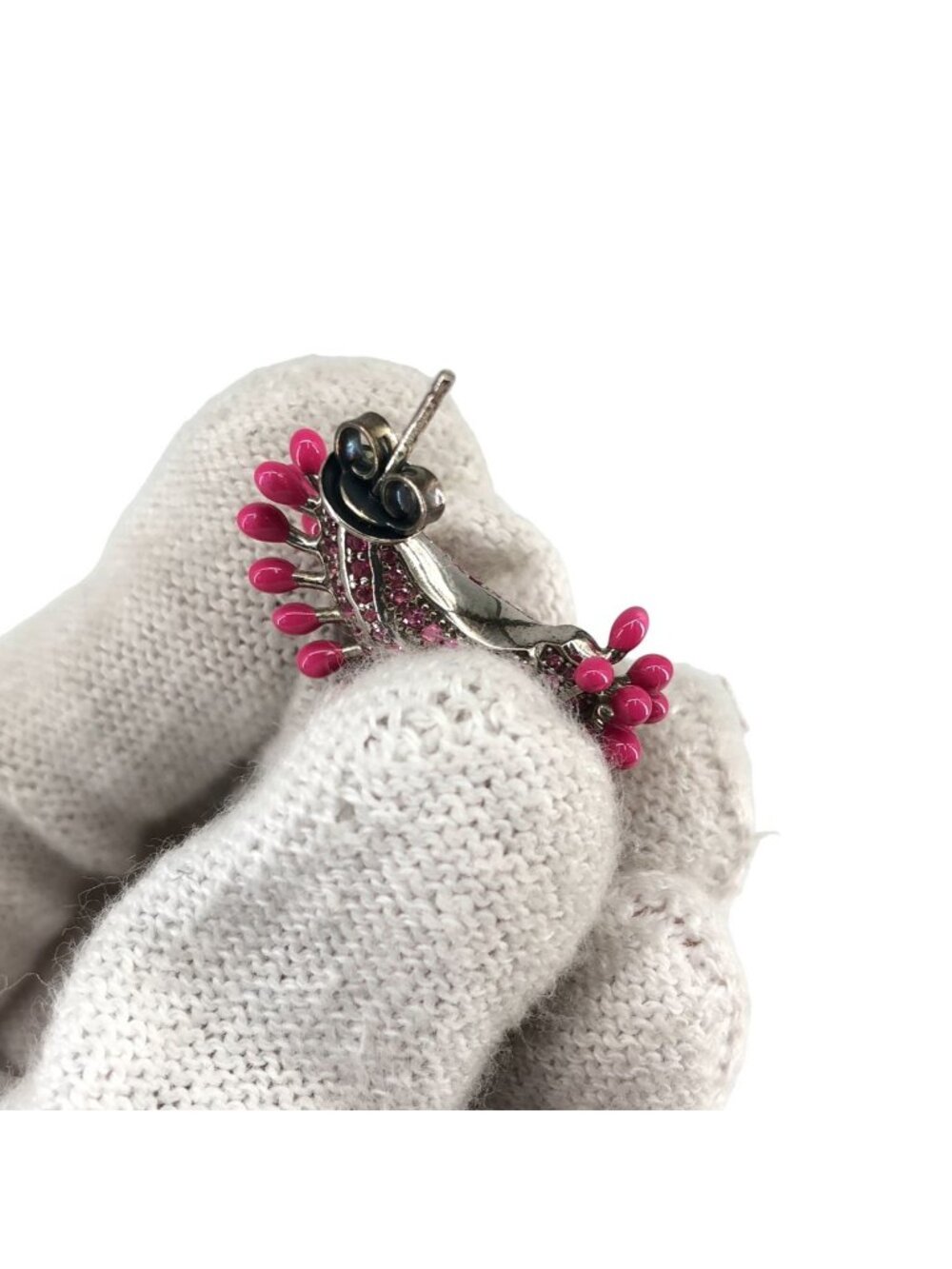 Bottega Veneta Trap Earrings Pink Silver - Picture 9 of 9